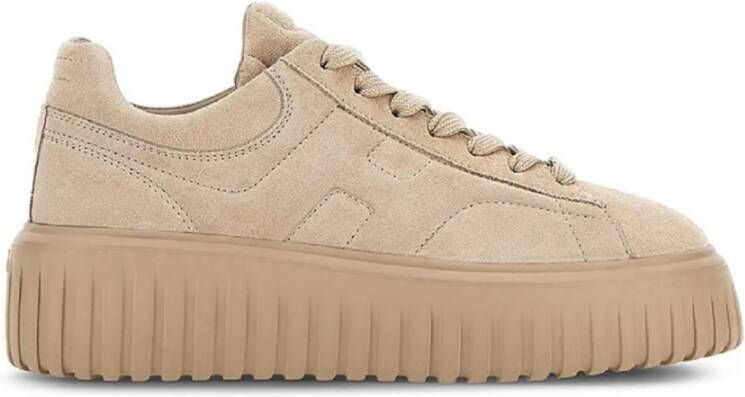 Hogan Suède Camel Sneakers Memory Foam Zool Beige Dames