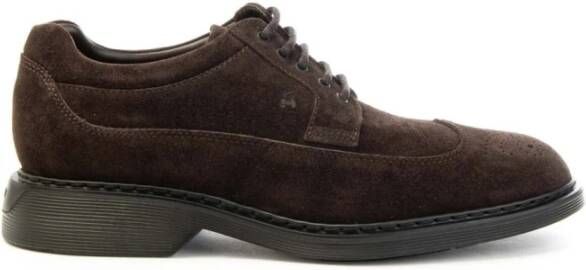 Hogan Suède herenschoenen met wingtip Brown Heren