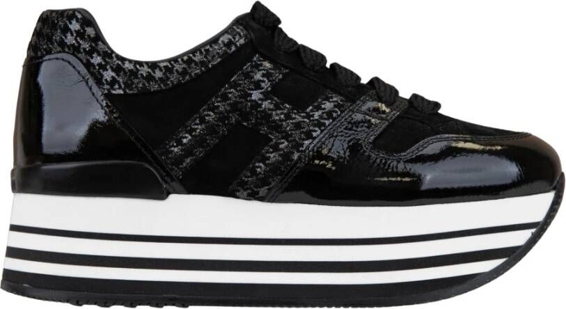 Hogan Suède Leren Glitter Sneakers Dames Vetersluiting Black Dames