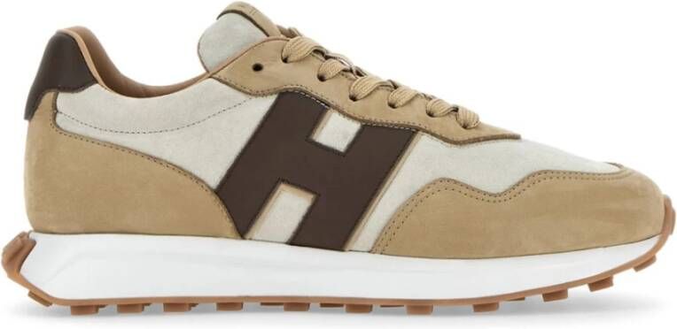 Hogan Suede Panel Lace-Up Sneakers Brown Heren