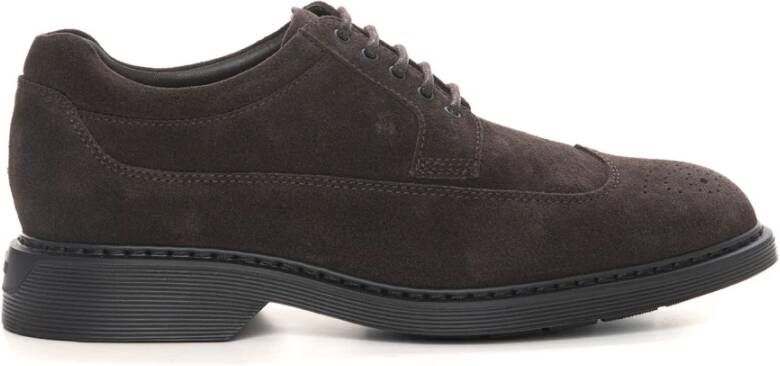 Hogan Suède Wing Cap Derby Schoenen Brown Heren