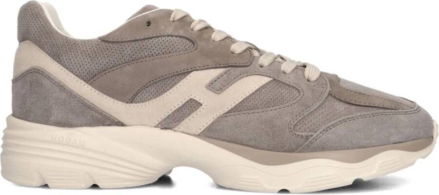 HOGAN Lage Sneakers Heren Combi Sneaker Maat: 42 5 43 Materiaal: Suède Kleur: Taupe