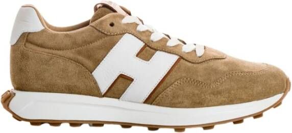 Hogan Velours en Nappa Leren Sneakers Brown Heren