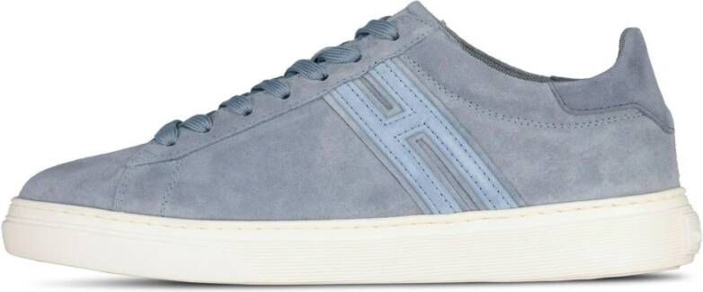 Hogan Velourslederen Sneakers met Witte Rubberen Zool Blue Heren