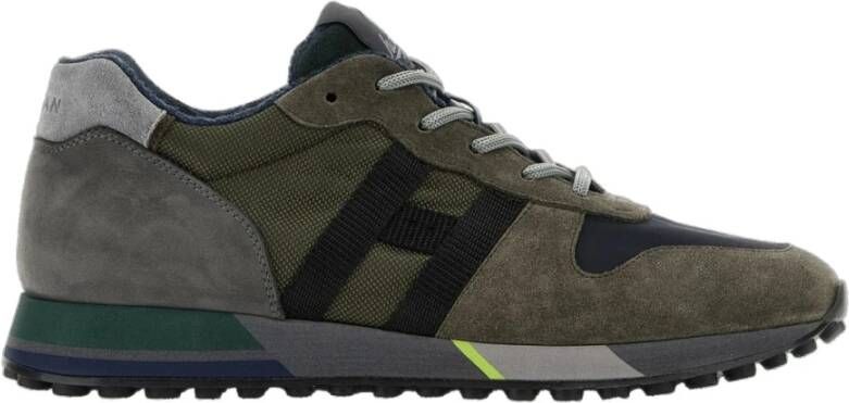 Hogan Velvet Leren Sneakers Groen Blauw Grijs Multicolor Heren