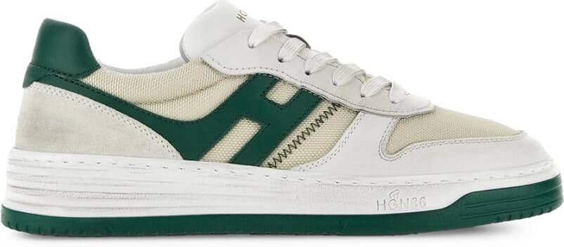 Hogan Witte leren herensneakers met groene accenten White Heren