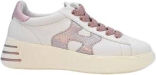 Hogan Wit-Roze Leren Sneakers Rubberen Zool White Dames