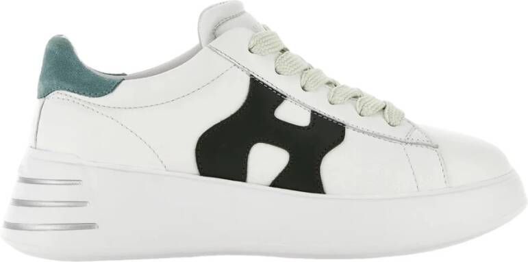 Hogan Witte blauwe en groene leren sneakers White Dames