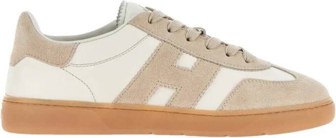 Hogan Witte en beige leren sneakers White Dames