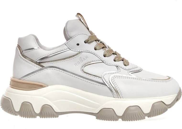 Hogan Witte en platina leren sneakers White Dames