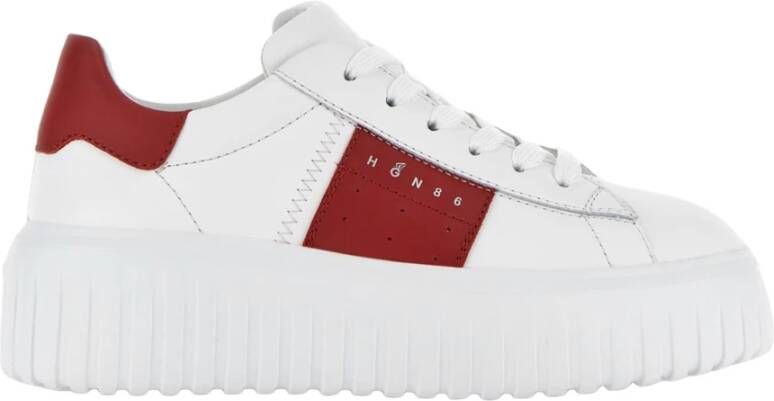 Hogan Witte en rode leren sneakers met strepen White Dames