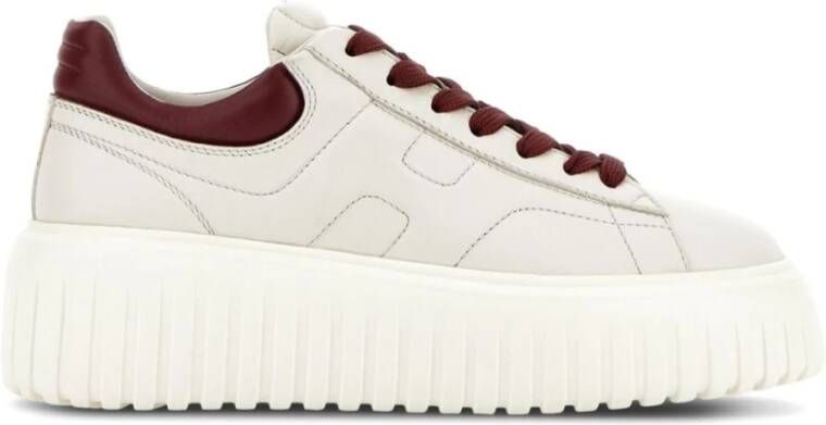 Hogan Witte H-Strepen Leren Sneakers White Dames