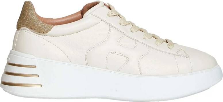 Hogan Witte Leren Gouden Glitter Sneakers White Dames