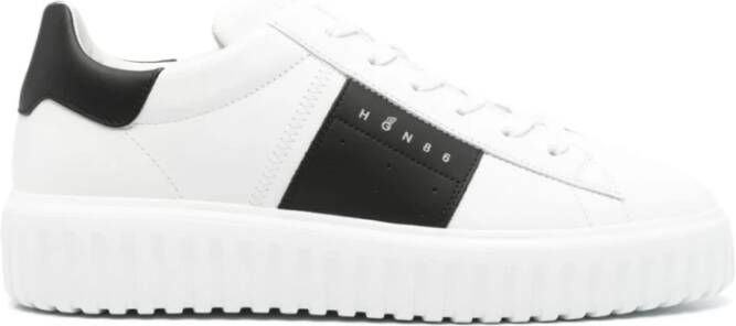 Hogan Witte leren platte schoenen met geheugenschuim White Heren