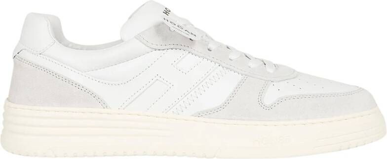 Hogan Leren Sneakers Veters Ronde Neus Logo White Heren