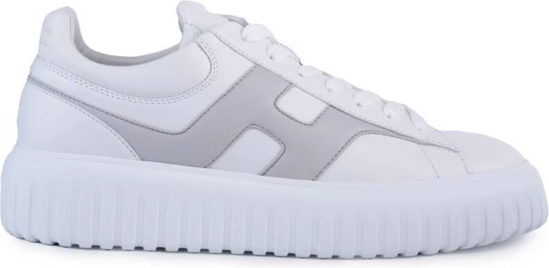 Hogan Witte Leren Sneakers Contrast Logo White Heren