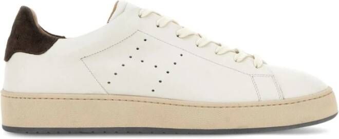 Hogan Witte Leren Sneakers Geperforeerd Logo White Heren