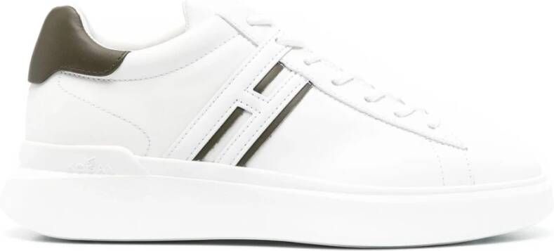 Hogan Witte Leren Sneakers Logo Patch White Heren