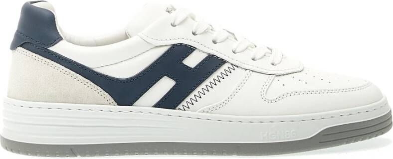 Hogan Witte Leren Sneakers met Blauwe Details White Heren