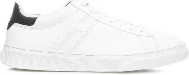 Hogan Witte Leren Sneakers met Contrasterend Hiel Detail White Heren