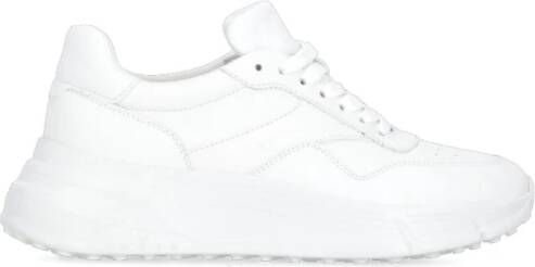 Hogan Witte Leren Sneakers met Gegraveerd Logo White Dames