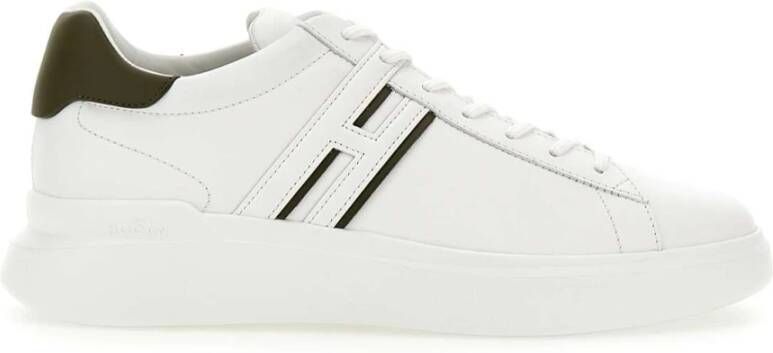 Hogan Witte Leren Sneakers met Groene Profielen White Heren