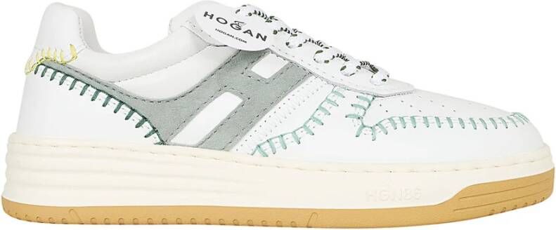 Hogan Witte leren sneakers met H-detail White Dames