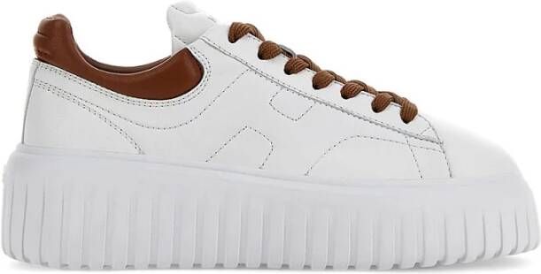 Hogan Witte Leren Sneakers met H-Stripes White Heren