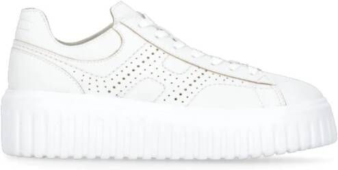 Hogan Witte Leren Sneakers met Logodetail White Dames