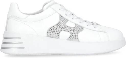 Hogan Witte Leren Sneakers met Lurex Details White Dames