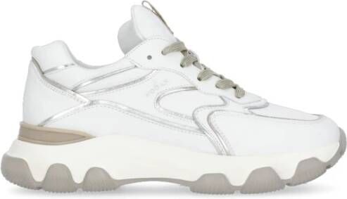 Hogan Witte Leren Sneakers met Metalen Inzetstukken White Dames