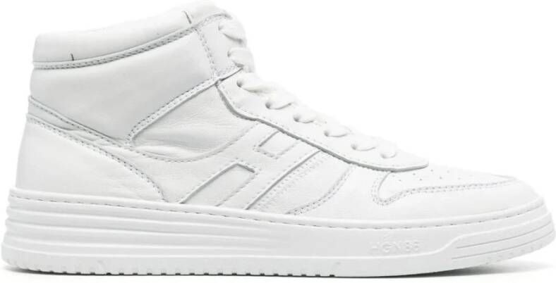 Hogan Witte leren sneakers met patchdetail White Heren