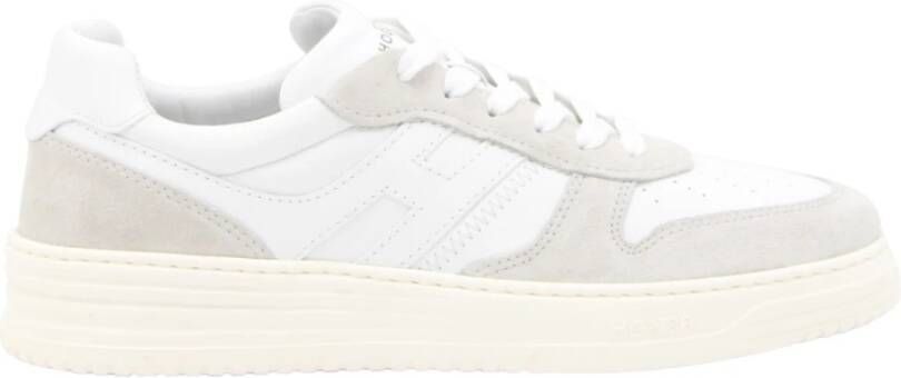 Hogan Witte leren sneakers met suède accenten White Heren