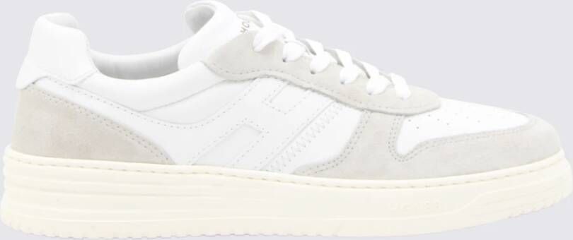 Hogan Witte Leren Sneakers met Suède Accenten White Heren