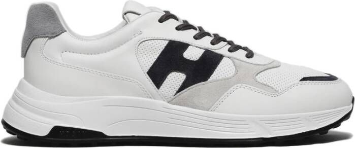 Hogan Witte Leren Sneakers met Suède Inzetstukken White Heren