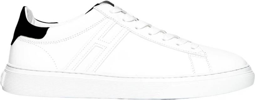 Hogan Witte leren sneakers met zwarte tong White Heren