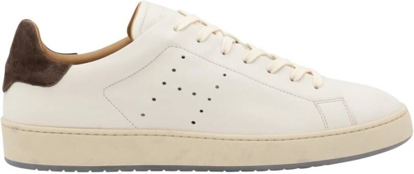 Hogan Witte Leren Sneakers Ronde Neus Beige Heren