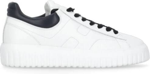 Hogan Witte Leren Sneakers Ronde Neus Iconische H White Heren