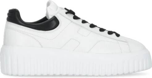 Hogan Witte Leren Sneakers Ronde Neus White Dames