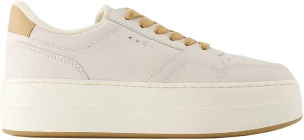 Hogan Witte Leren Sneakers Ronde Neus White Dames