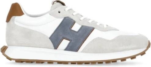 Hogan Witte Leren Sneakers Ronde Neus White Heren