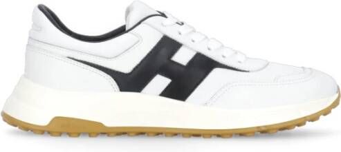 Hogan Witte Leren Sneakers Ronde Neus White Heren