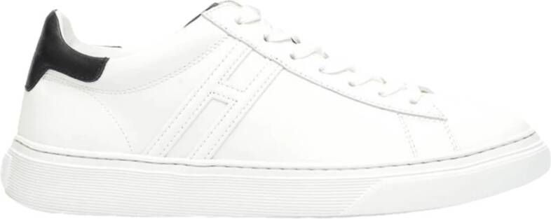 Hogan Witte Leren Sneakers met Contrasterend Hiel Detail White Heren