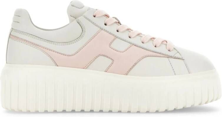 Hogan Witte platte schoenen vetersluiting voorlogo White Dames