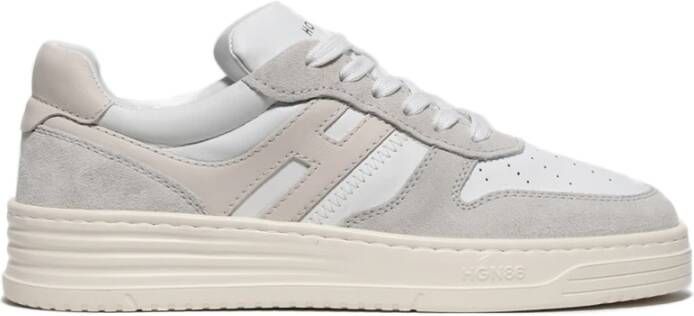 Hogan Witte Retro-Style Sneakers met Beige H White Dames