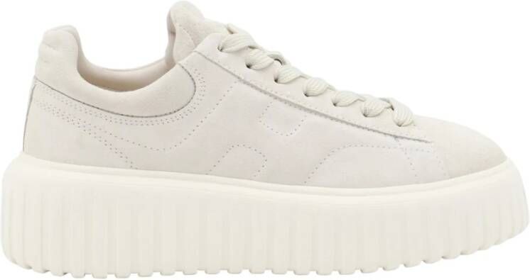 Hogan Witte ronde neus sneakers met oversized zool White Dames