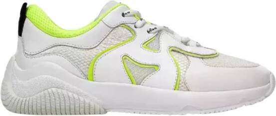 Hogan Witte Sneakers H597 met Groen Logo White Dames