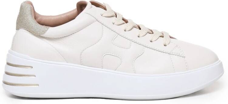 HOGAN Lage Sneakers Dames Rebel H564 Allacciato Maat: 35 Materiaal: Leer Kleur: Beige