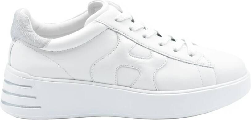 Hogan Zilver Witte Veterschoenen Elegante Stijl White Dames