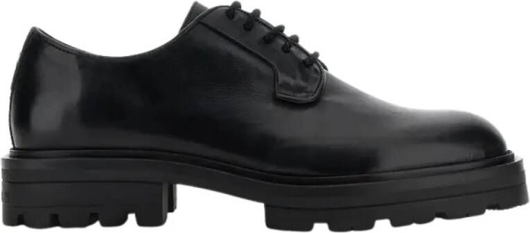 Hogan Zwarte Derby Platte Schoenen Black Heren